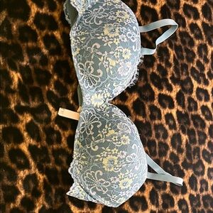 Victoria's Secret Light Blue Lace Bra with Yellow Floral Accents